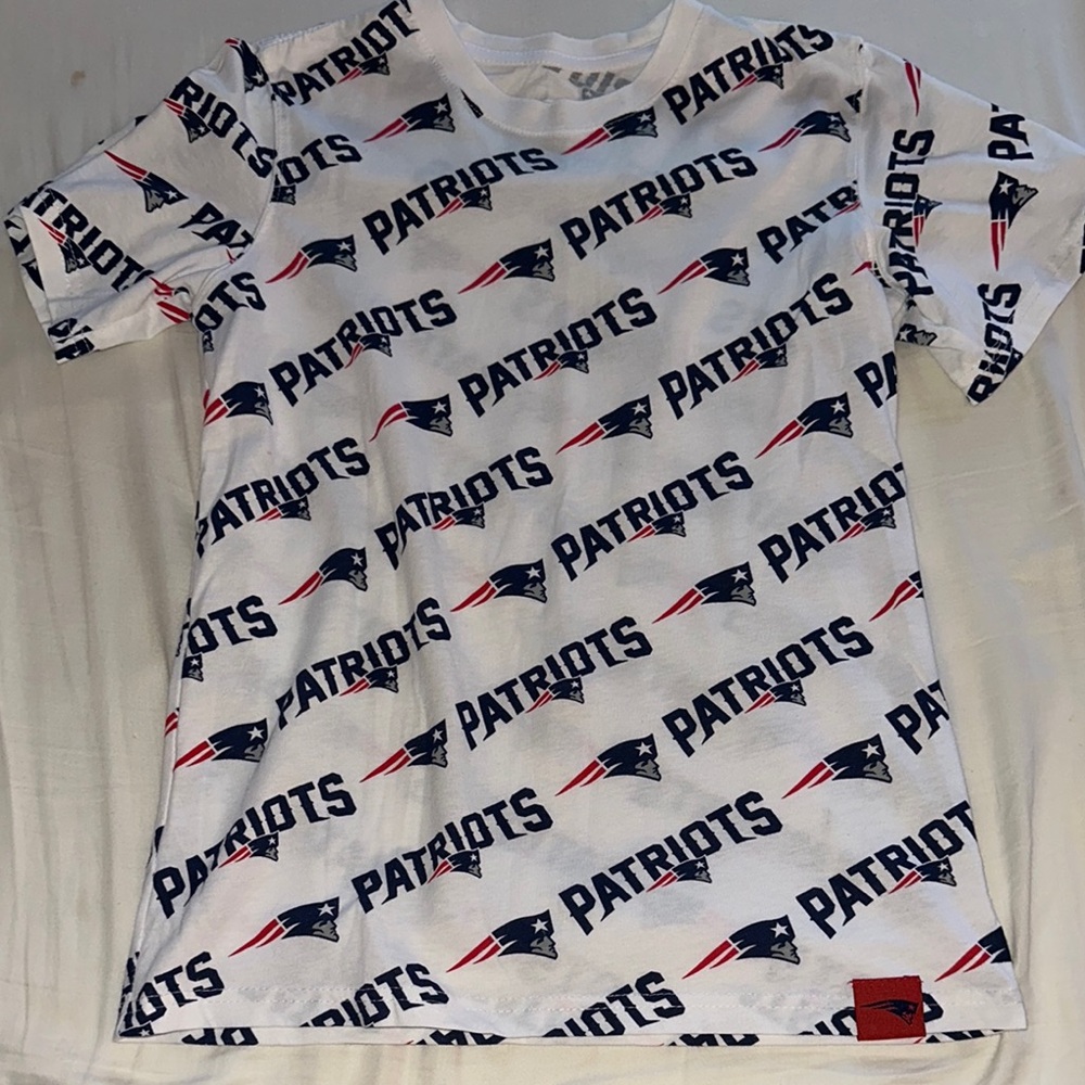 New England Patriots Logo pattern Kids White T-Shirt
